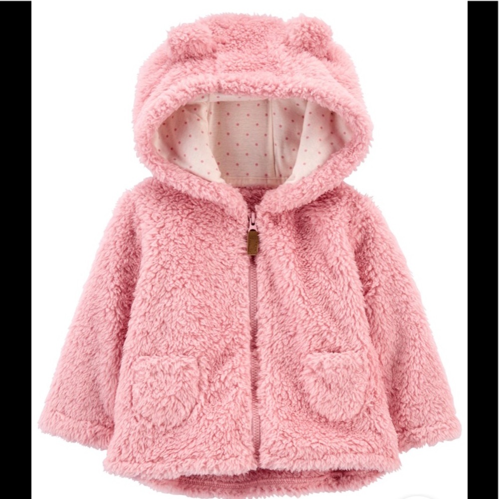 Carter’s Pink Hooded Sherpa Jacket Size 3 Months